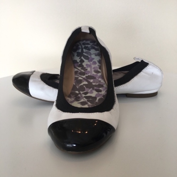 Dune London Shoes - DUNE Black & White flat ballet pumps from England